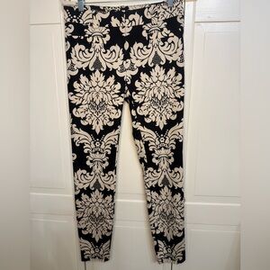 Robert Rodriguez Ornate Black and Cream Cropped Pants